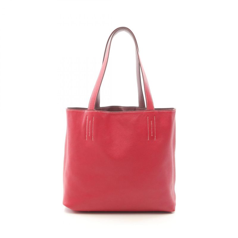Hermes Tote Bag Double Sens 28 Rouge Ash/rouge Cazac Leather Double Sens 28