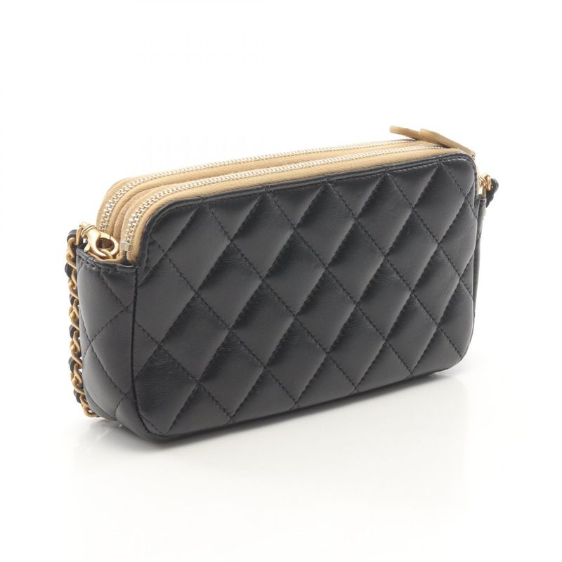 Chanel Shoulder Bag Matelasse Phone Case Ap4743 Black/camel Lambskin Suede