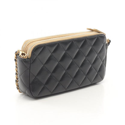 Chanel Shoulder Bag Matelasse Phone Case Ap4743 Black/camel Lambskin Suede