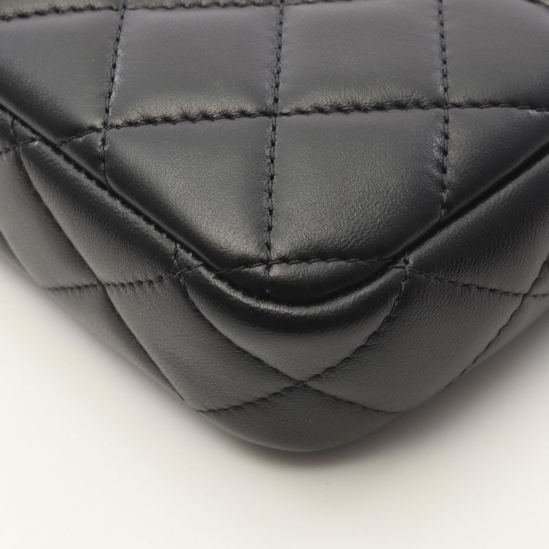 Chanel Shoulder Bag Matelasse Phone Case Ap4743 Black/camel Lambskin Suede