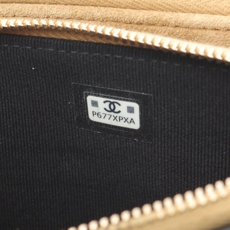 Chanel Shoulder Bag Matelasse Phone Case Ap4743 Black/camel Lambskin Suede