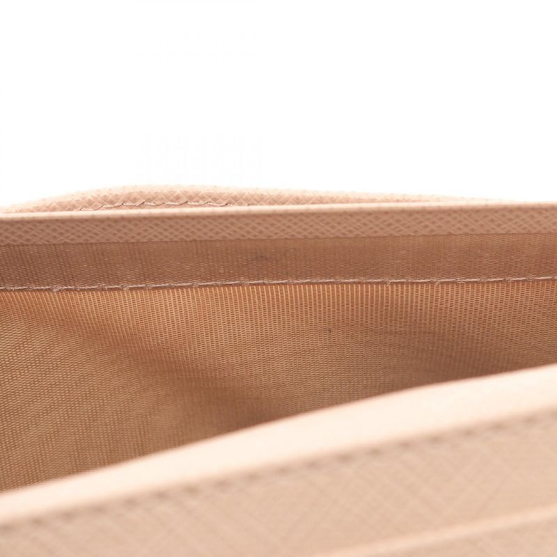 Prada Bifold Long Wallet Pink Beige Saffiano Leather ZIP Long Wallet Ladies