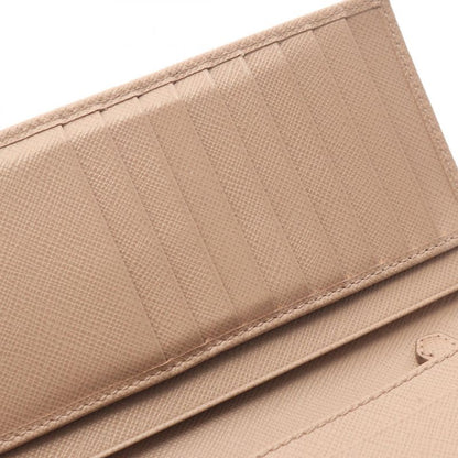 Prada Bifold Long Wallet Pink Beige Saffiano Leather ZIP Long Wallet Ladies