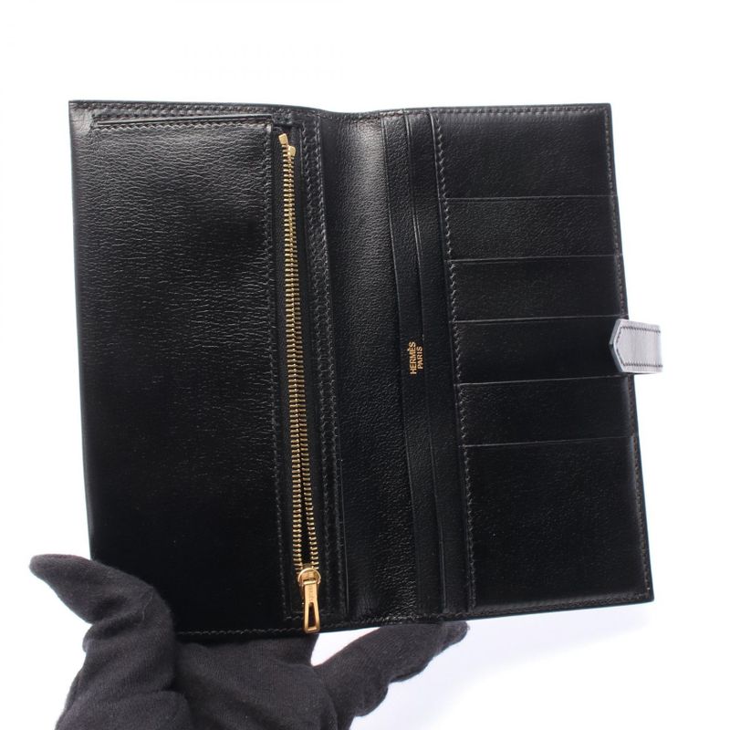 Hermes Bifold Long Wallet Bearn Souffle Black Calf Bearn Bifold Long Wallet