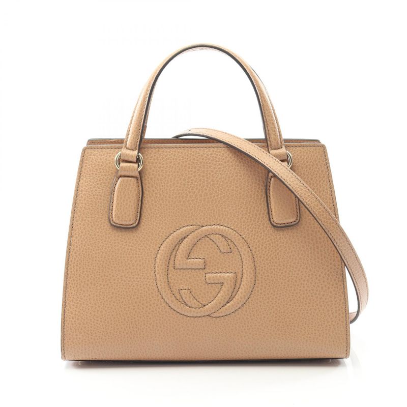 Gucci Handbag Soho Interlocking G 607722 Beige Leather Soho Interlocking 2way