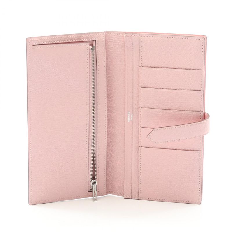 Hermes Bifold Long Wallet Bearn Souffle Rose Sakura Leather Bearn Souffle Rose