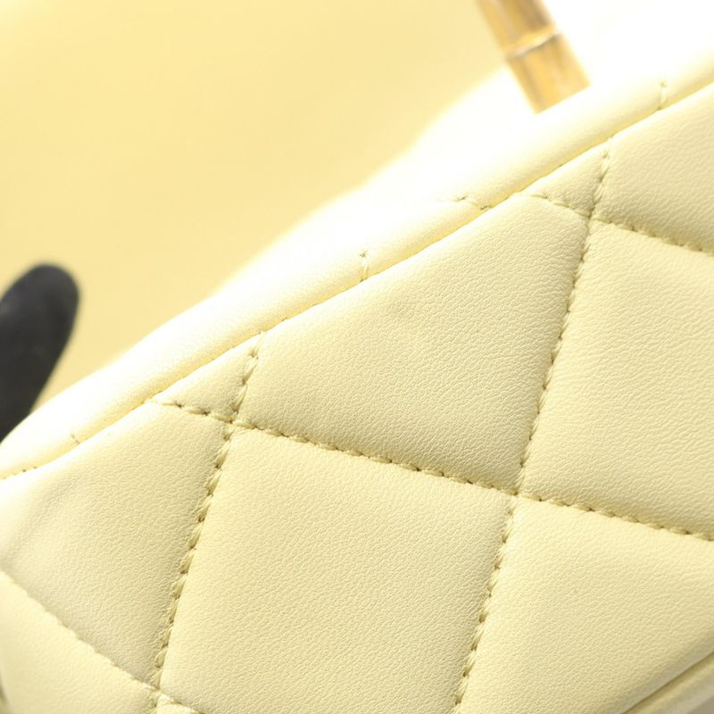 Chanel Shoulder Bag Mini Matelasse As3849 Pastel Yellow Lambskin Matelasse
