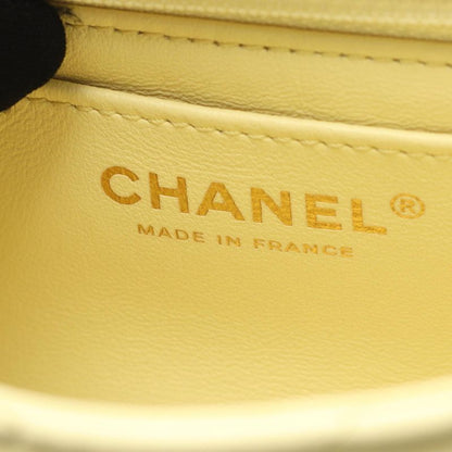 Chanel Shoulder Bag Mini Matelasse As3849 Pastel Yellow Lambskin Matelasse