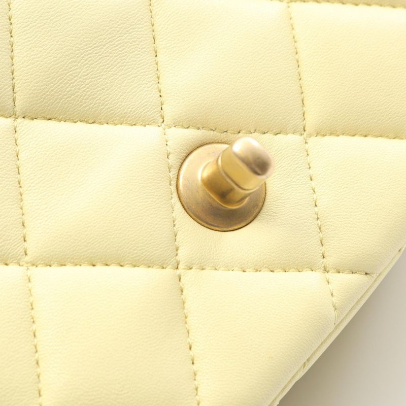 Chanel Shoulder Bag Mini Matelasse As3849 Pastel Yellow Lambskin Matelasse