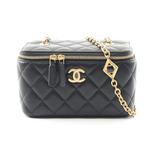 Chanel Shoulder Bag Matelasse Ap3258 Black Lambskin Matelasse Vanity Chain