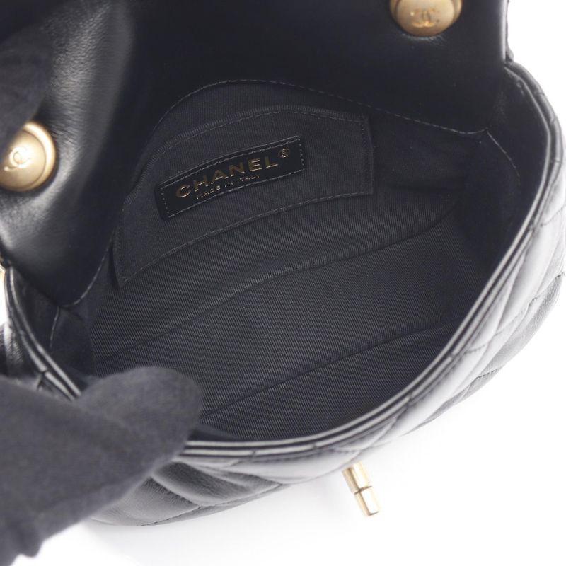 Chanel Shoulder Bag Mini Matelasse As3205 Black Lambskin Matelasse Small Flap