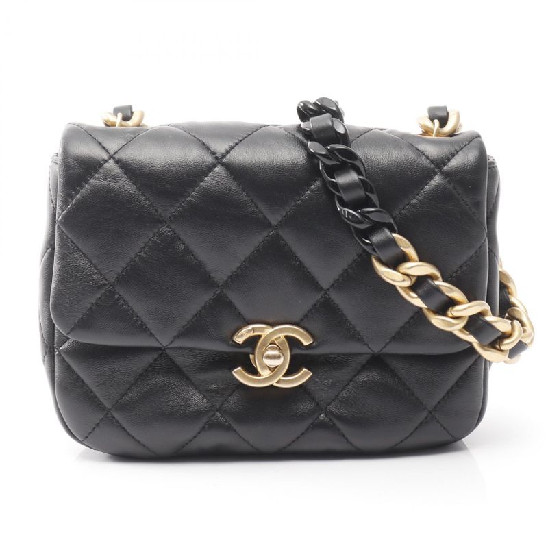 Chanel Shoulder Bag Mini Matelasse As3205 Black Lambskin Matelasse Small Flap