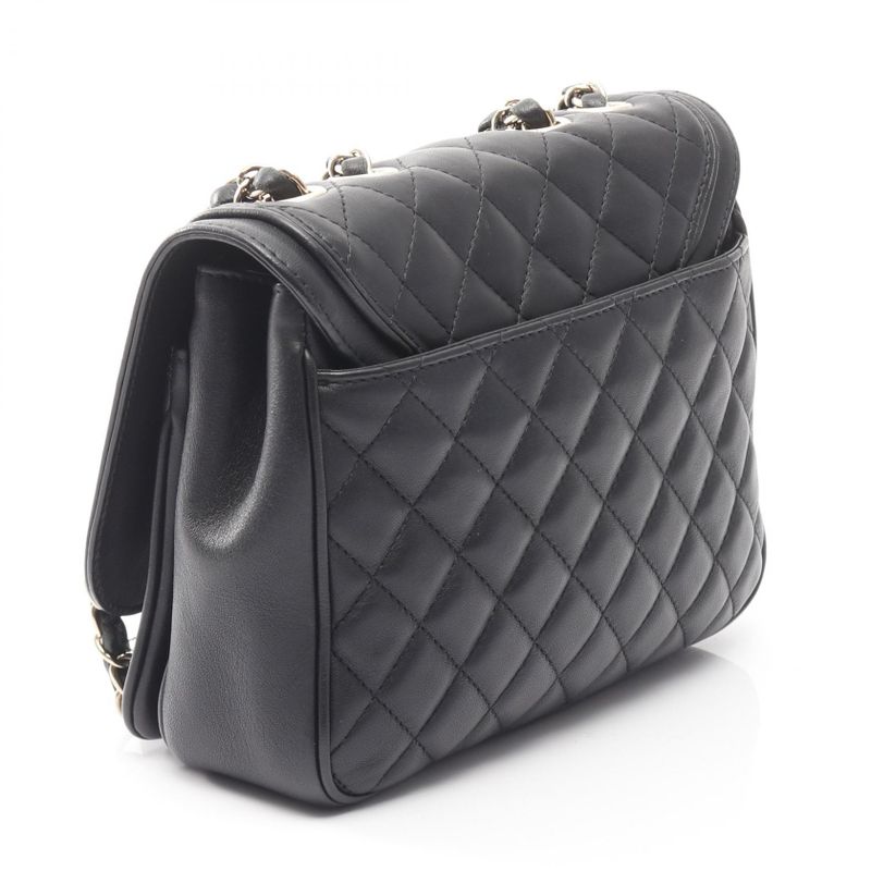 Chanel Shoulder Bag Matelasse A57896 Black Lambskin Matelasse Chain Shoulder