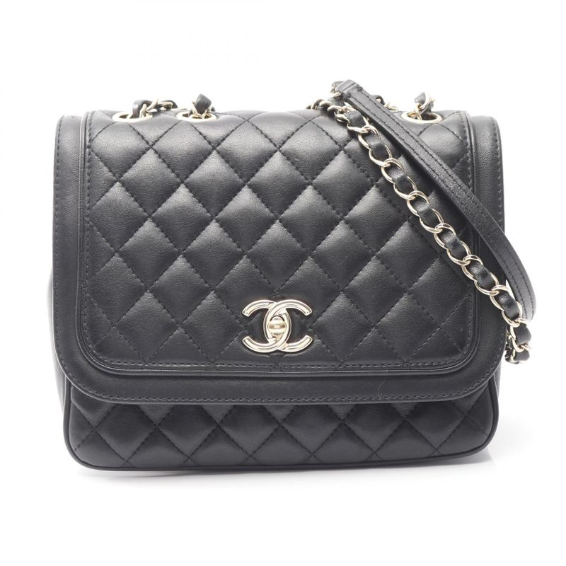 Chanel Shoulder Bag Matelasse A57896 Black Lambskin Matelasse Chain Shoulder