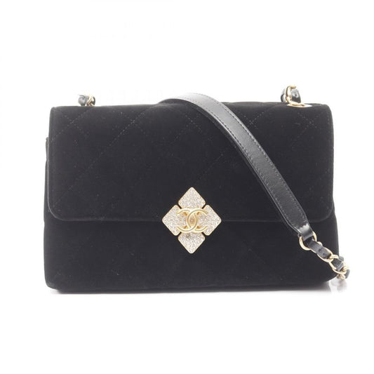 Chanel Shoulder Bag Matelasse Black Fabric Matelasse Chain Shoulder Women Used A