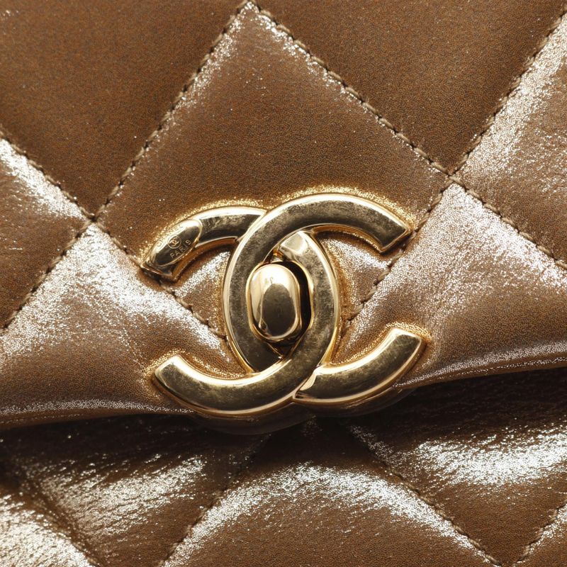 Chanel Shoulder Bag Matelasse Coco Mark As4595 Brown Gold Leather Matelasse
