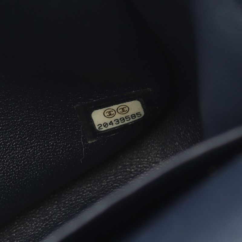 Chanel Shoulder Bag Matelasse W Flap Navy Lambskin Deca Matelasse Chain