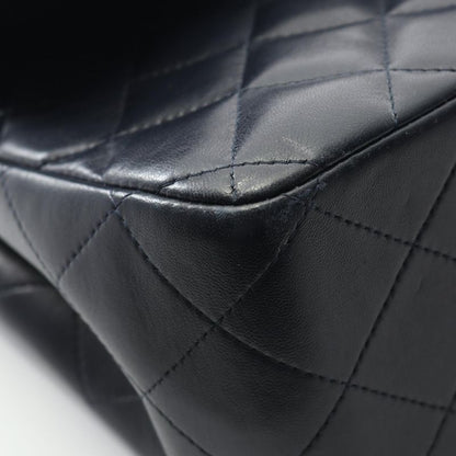 Chanel Shoulder Bag Matelasse W Flap Navy Lambskin Deca Matelasse Chain