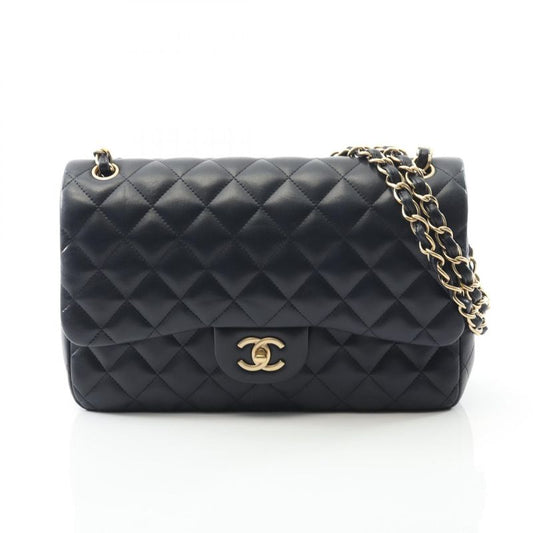 Chanel Shoulder Bag Matelasse W Flap Navy Lambskin Deca Matelasse Chain