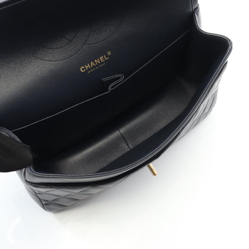 Chanel Shoulder Bag Matelasse W Flap Navy Lambskin Deca Matelasse Chain