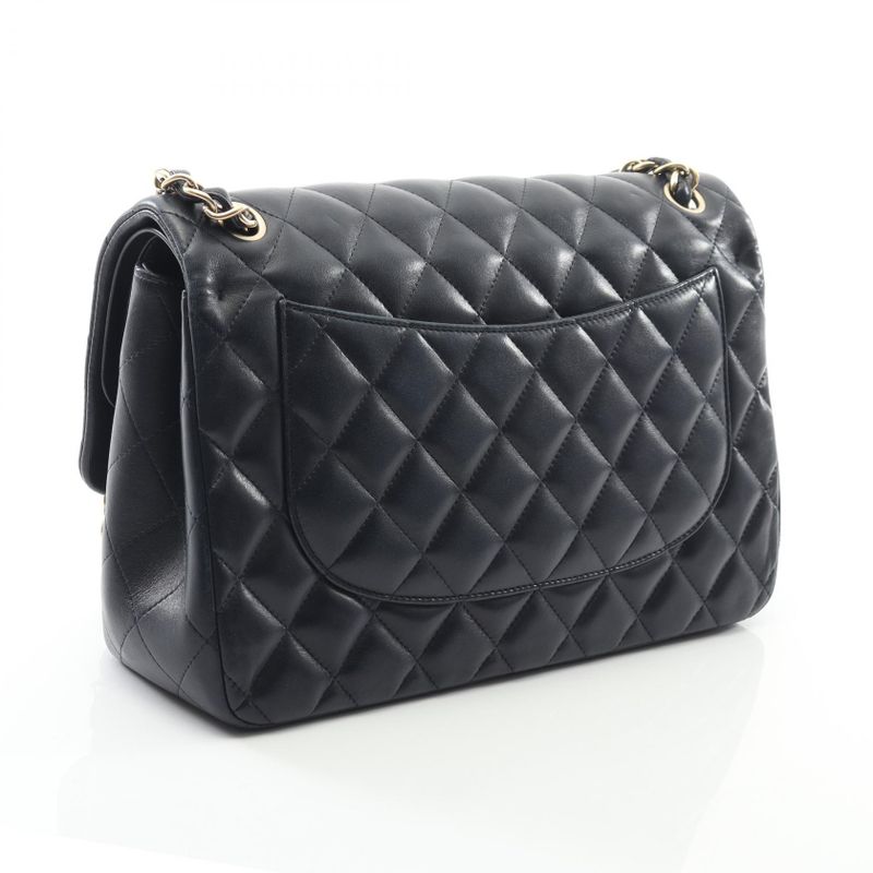 Chanel Shoulder Bag Matelasse W Flap Navy Lambskin Deca Matelasse Chain