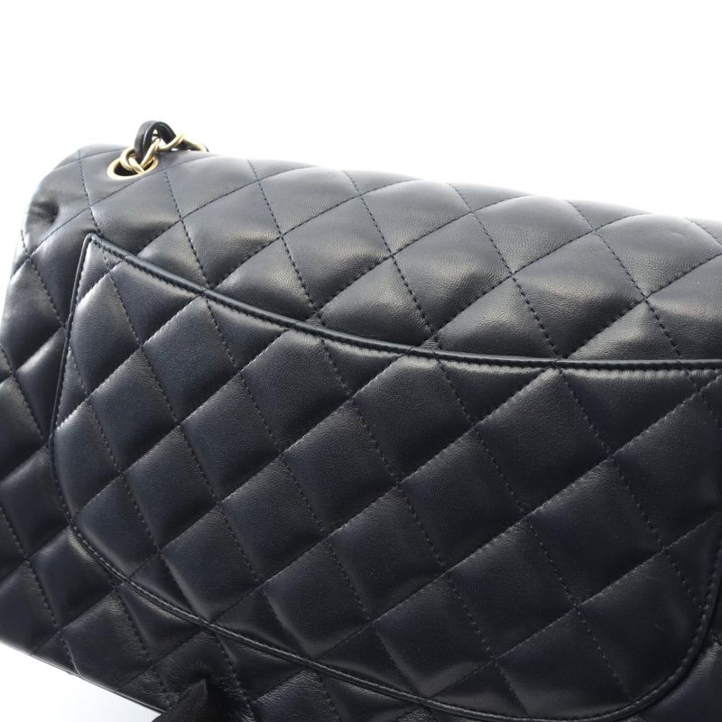 Chanel Shoulder Bag Matelasse W Flap Navy Lambskin Deca Matelasse Chain