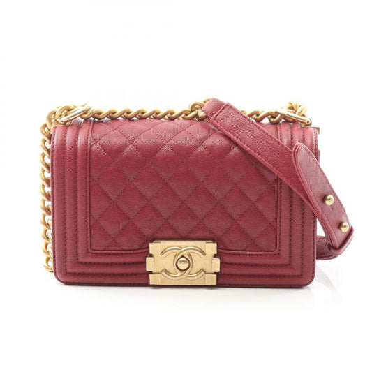 Chanel Shoulder Bag Boy Chanel Small Red Calf Leather Boy Chanel Chain Shoulder
