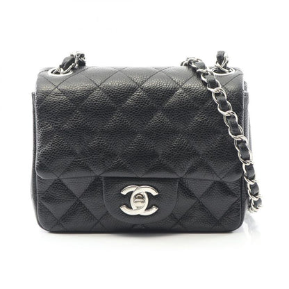 Chanel Shoulder Bag Mini Matelasse Black Leather Calf Mini Matelasse Chain
