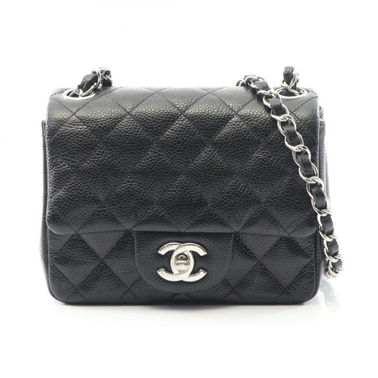 Chanel Shoulder Bag Mini Matelasse Black Leather Calf Mini Matelasse Chain