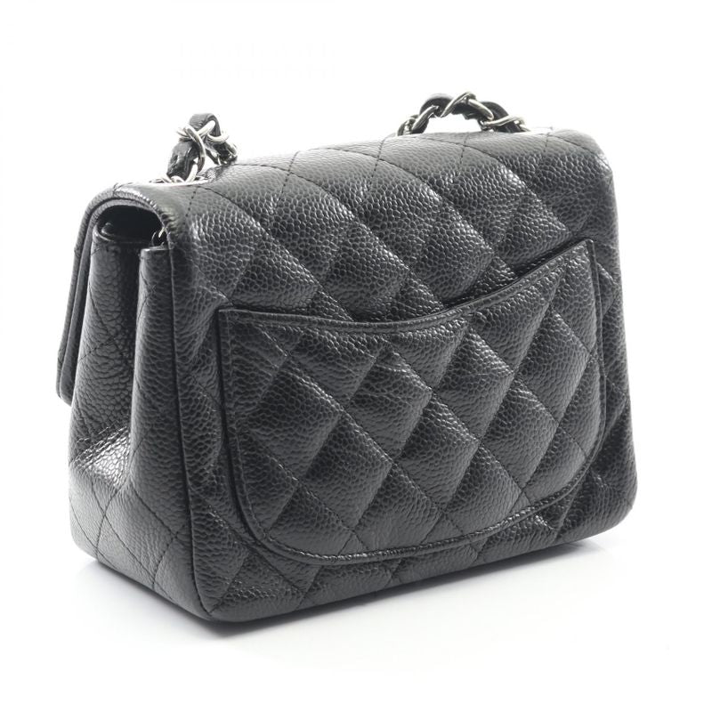 Chanel Shoulder Bag Mini Matelasse Black Leather Calf Mini Matelasse Chain