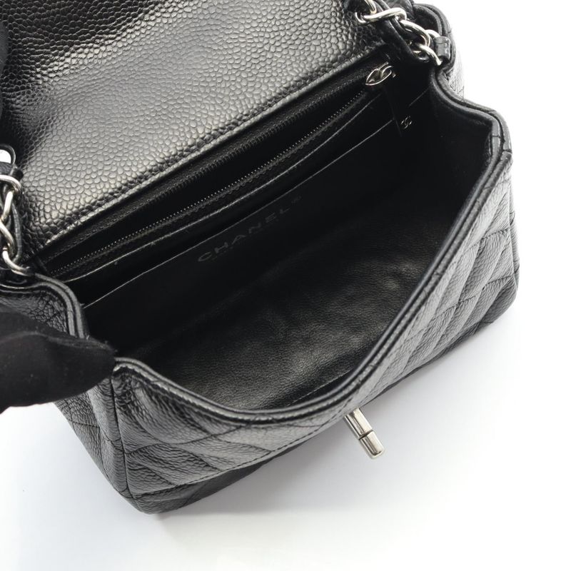 Chanel Shoulder Bag Mini Matelasse Black Leather Calf Mini Matelasse Chain