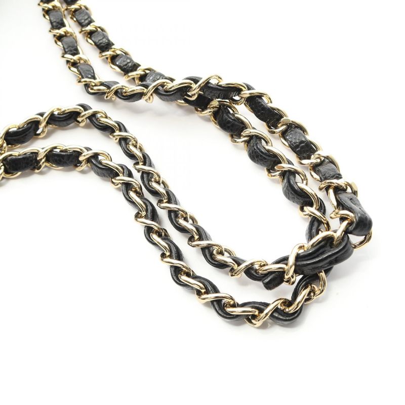 Chanel Shoulder Bag Matelasse W Flap Black Leather Calf Matelasse Double Flap