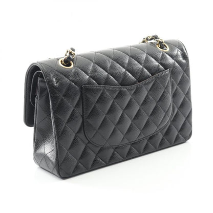 Chanel Shoulder Bag Matelasse W Flap Black Leather Calf Matelasse Double Flap
