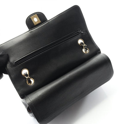 Chanel Shoulder Bag Matelasse W Flap Black Leather Calf Matelasse Double Flap