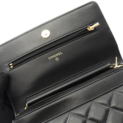 Chanel Shoulder Bag Matelasse Black Lambskin (sheepskin) Matelasse Chain Wallet