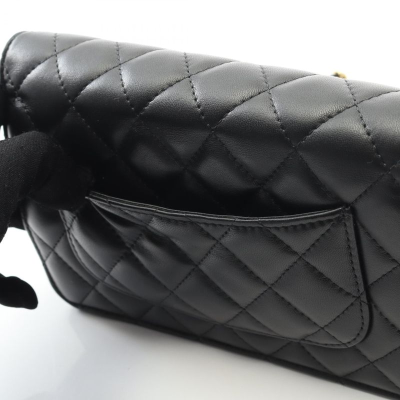 Chanel Shoulder Bag Matelasse Black Lambskin (sheepskin) Matelasse Chain Wallet