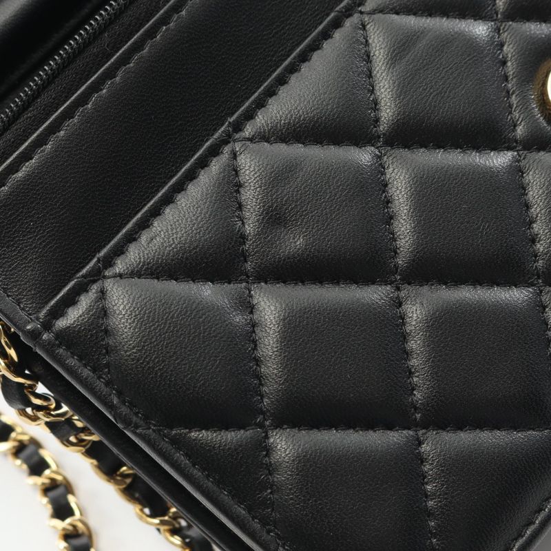 Chanel Shoulder Bag Matelasse Black Lambskin (sheepskin) Matelasse Chain Wallet