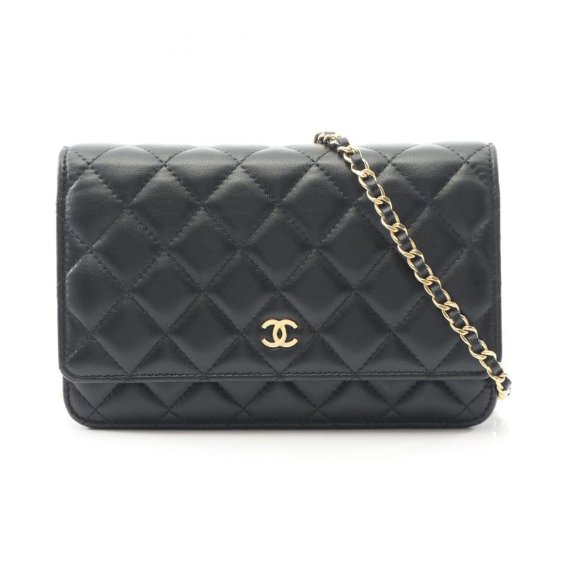 Chanel Shoulder Bag Matelasse Black Lambskin (sheepskin) Matelasse Chain Wallet