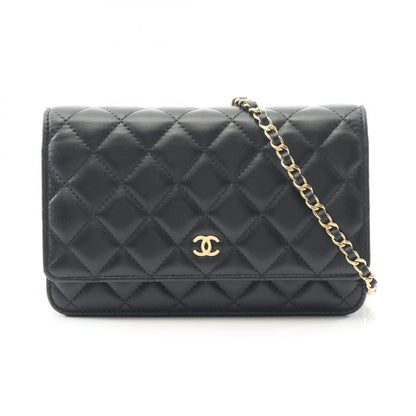 Chanel Shoulder Bag Matelasse Black Lambskin (sheepskin) Matelasse Chain Wallet