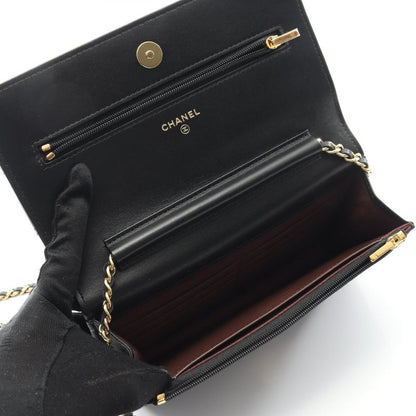 Chanel Shoulder Bag Matelasse Black Lambskin (sheepskin) Matelasse Chain Wallet