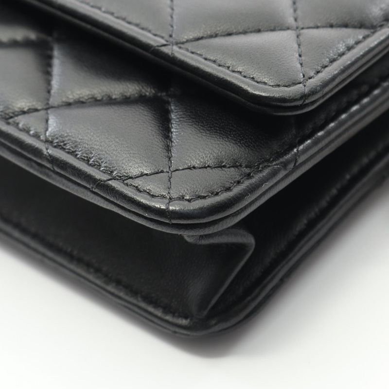 Chanel Shoulder Bag Matelasse Black Lambskin (sheepskin) Matelasse Chain Wallet