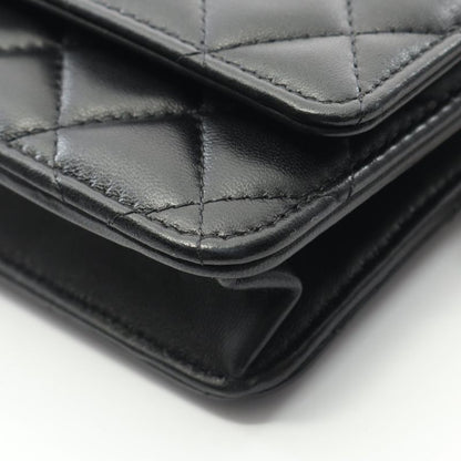 Chanel Shoulder Bag Matelasse Black Lambskin (sheepskin) Matelasse Chain Wallet