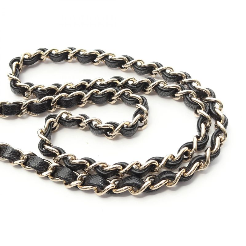 Chanel Shoulder Bag Matelasse Black Leather Calf Matelasse Vanity Chain