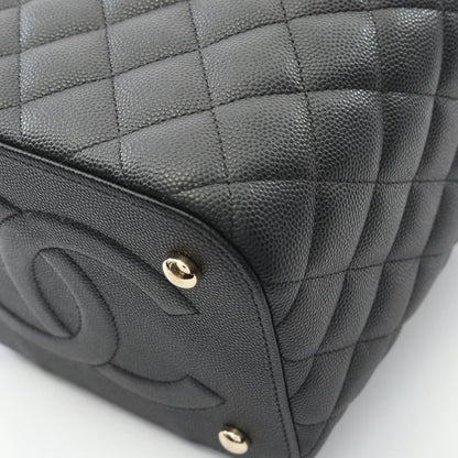 Chanel Shoulder Bag Matelasse Black Leather Calf Matelasse Vanity Chain