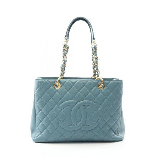 Chanel Tote Bag Matelasse Grand Shopping GST Blue Gray Leather Calf GST Chain