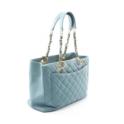 Chanel Tote Bag Matelasse Grand Shopping GST Blue Gray Leather Calf GST Chain