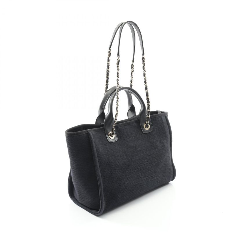Chanel Tote Bag Deauville Small As3257 Black Canvas Leather Deauville Small