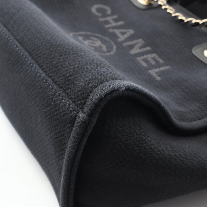 Chanel Tote Bag Deauville Small As3257 Black Canvas Leather Deauville Small