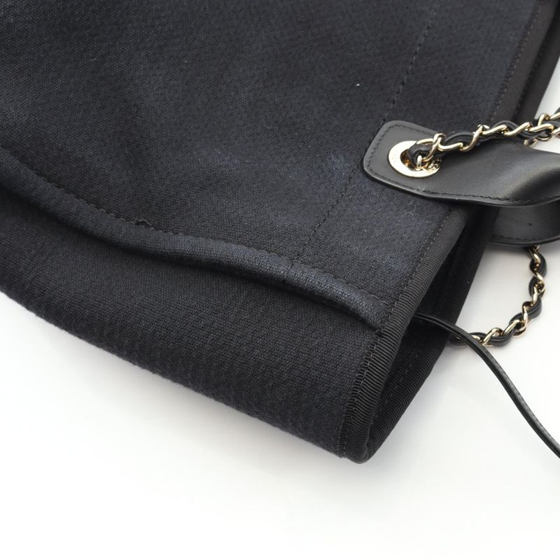 Chanel Tote Bag Deauville Small As3257 Black Canvas Leather Deauville Small