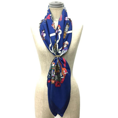 Hermes Scarf Carré 90 Hello Dolly Hello Dolly Doll Silk Navy Aq11889